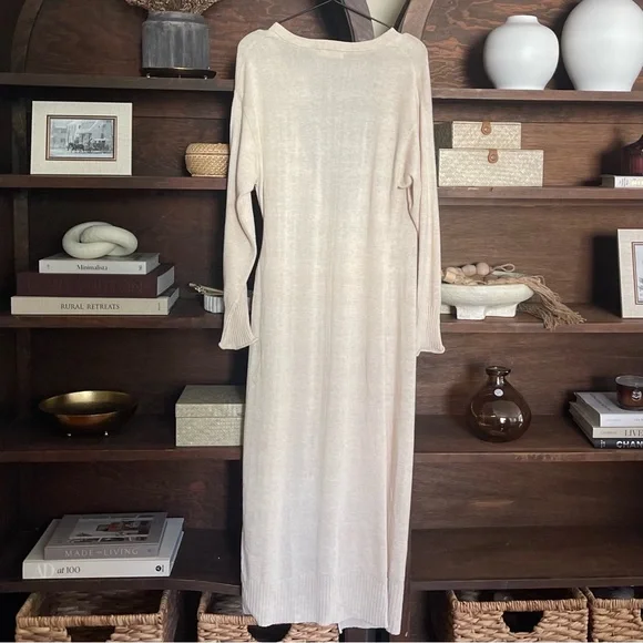 Johnathan SIMKHAI Evalynn Cashmere Blend Wrap Knit Midi Dress in Parchment Sz S